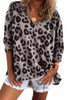 Gray Leopard Split Joint V Neck Long Sleeve Top Gray Leopard Split Joint V Neck Long Sleeve Top