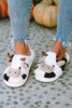 White Cartoon Animal Cow Plush Slippers