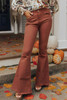 High Waist Raw Hem Flare Jeans