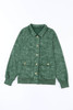 Green Vintage Washed Flap Pocket Button Shacket