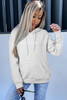 White Lattice Textured Kangaroo Pocket Drawstring Hoodie