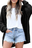Black Casual Hollowed Knit Dolman Sleeve Cardigan