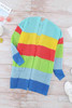 Rainbow Color Block Open Front Drape Oversized Knitted Cardigan