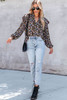 Floral Print Ruffled Bubble Sleeve Shirt