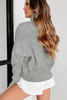 Gray Zip Up Stand Collar Ribbed Thumbhole Sleeve Sweatshirt