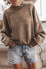 Brown Drop Shoulder Crew Neck Pullover Sweatshirt