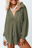 Green Waffle Knit Button Up Casual Shirt