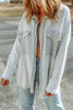 Gray Contrast Flap Pockets Relaxed Shacket