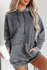 Gray Mineral Wash Kangaroo Pocket Drawstring Pullover Hoodie