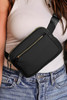 Black Minimalist Multi-zipped Crossbody Bag