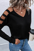 Black Cold Shoulder Cut out Long Sleeve Top