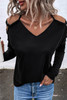 Black Cold Shoulder Cut out Long Sleeve Top