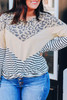 Multicolor Leopard Colorblock Striped Patchwork Plus Size Long Sleeve Tee Multicolor Leopard Colorblock Striped Patchwork Plus Size Long Sleeve Tee