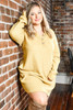 Yellow Plus Size Ribbed Long Sleeve Pocketed Henley Dress