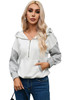 White Half Zipper Kangaroo Pocket Drop Shoulder Hoodie