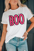 White BOO Crew Neck Graphic T Shirt