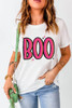 White BOO Crew Neck Graphic T Shirt White BOO Crew Neck Graphic T Shirt