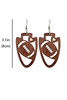 Coffee Rugby Carving Wooden Pendant Earrings
