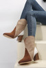 Chestnut Colorblock Suede Heeled Ankle Booties