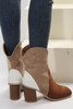 Chestnut Colorblock Suede Heeled Ankle Booties