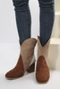 Chestnut Colorblock Suede Heeled Ankle Booties