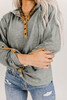 Gray Quarter Buttoned Drawstring Pullover Hoodie