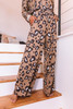 Brown Leopard Print Long Sleeve Pullover and Pants Outfit