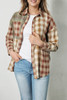 Brown Multi Plaid Patchwork Raw Edge Casual Shirt