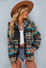 Black Western Colorblock Snap Buttoned Sherpa Jacket