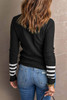 Black Striped Sleeve Plain Knit Sweater Black Striped Sleeve Plain Knit Sweater