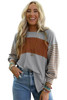 Gray Colorblock Striped Bishop Sleeve Top Gray Colorblock Striped Bishop Sleeve Top