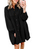 Black Patchwork Crinkle Puff Sleeve Shirt Dress