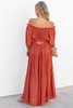 Orange Off Shoulder Balloon Sleeve Cutout Ruffled Maxi Dress Orange Off Shoulder Balloon Sleeve Cutout Ruffled Maxi Dress