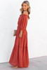 Orange Off Shoulder Balloon Sleeve Cutout Ruffled Maxi Dress Orange Off Shoulder Balloon Sleeve Cutout Ruffled Maxi Dress