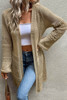 Khaki Pointelle Knit Open Front Cardigan