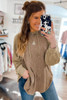 Khaki Waffled Expose Seam Drawstring Hoodie Khaki Waffled Expose Seam Drawstring Hoodie