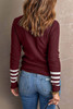 Red Striped Sleeve Plain Knit Sweater Red Striped Sleeve Plain Knit Sweater