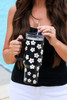 Black Floret Print Stainless Tumbler With Lid And Straw