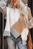 Flaxen Colorblock Stitching Irregular Hem Long Sleeve Top