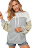 Gray Colorblock Patchwork Pullover Hoodie