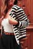 Black Contrast Striped Print Cardigan