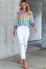 Multicolor Tie Dye Plaid Button Up Shirt Multicolor Tie Dye Plaid Button Up Shirt