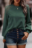 Green Lace Long Sleeve Textured Pullover