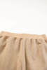 Khaki Piping Trim Long Sleeve Terry Shorts Set