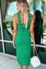 Green Crossed Front Cutout Sleeveless Bodycon Dress