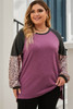 Multicolor Leopard Colorblock Long Sleeve Plus Size Top Multicolor Leopard Colorblock Long Sleeve Plus Size Top