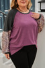 Multicolor Leopard Colorblock Long Sleeve Plus Size Top Multicolor Leopard Colorblock Long Sleeve Plus Size Top
