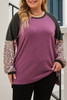 Multicolor Leopard Colorblock Long Sleeve Plus Size Top Multicolor Leopard Colorblock Long Sleeve Plus Size Top