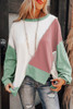 Colorblock Stitching Irregular Hem Long Sleeve Top