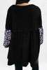 Black Leopard Splicing Sleeve Ruffle Loose Sweatshirt